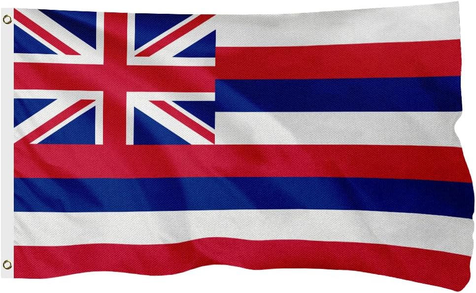 Hawaii State Flag for Outside, 400D Heavy Duty Polyester, Double-Sided Printing, Quadruple Stitched Fly Hem, Fade Resistant, 2 Brass Grommets