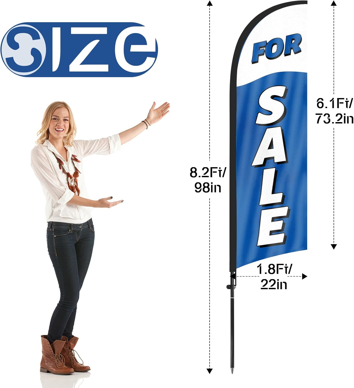 8FT For Sale Feather Flags with Pole and Ground Stake