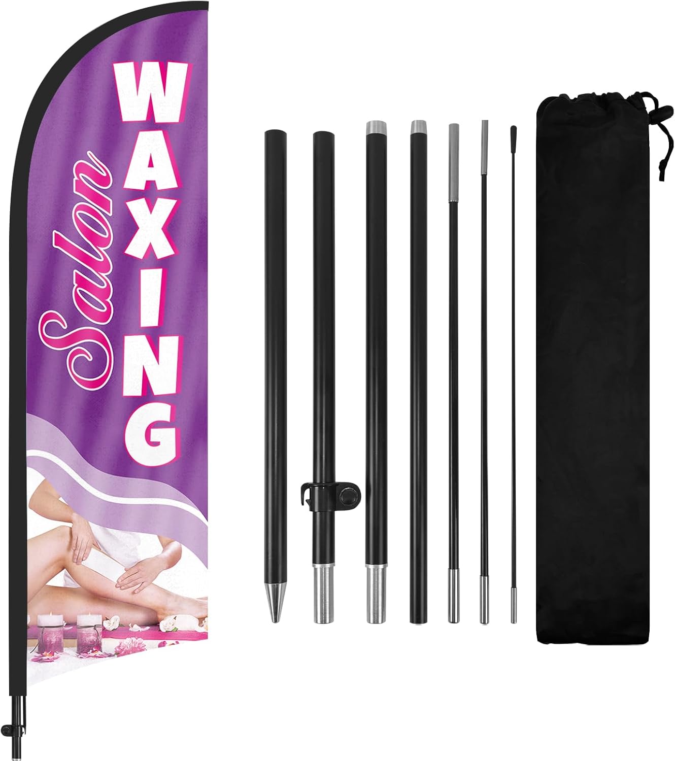 8ft Waxing Salon Feather Flag with Pole and Stake