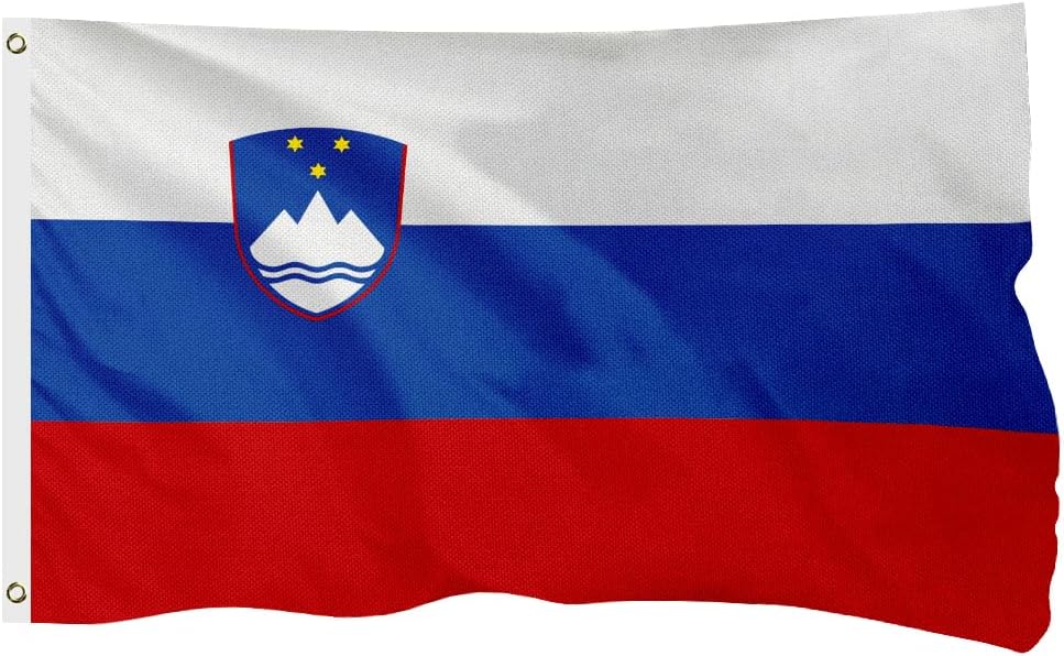 Slovenia Slovenian Flag for Outside, 400D Heavy Duty Polyester, Double-Sided Printing, Quadruple Stitched Fly Hem, Fade Resistant, 2 Brass Grommets