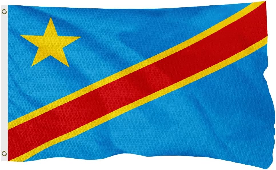 Democratic Republic of the Congo Flag for Outside, 400D Heavy Duty Polyester, Double-Sided Printing, Quadruple Stitched Fly Hem, Fade Resistant, 2 Brass Grommets