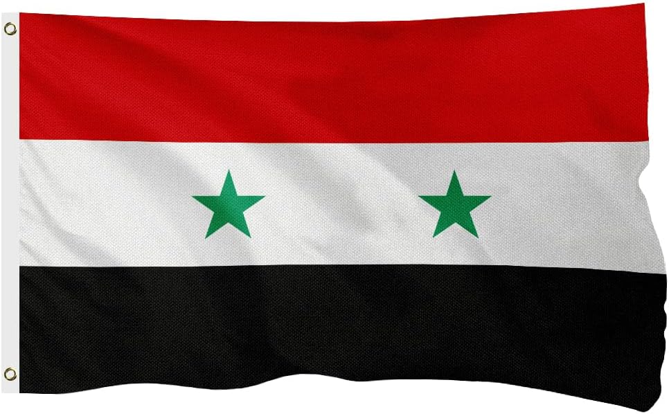 Syria Syrian Flag for Outside, 400D Heavy Duty Polyester, Double-Sided Printing, Quadruple Stitched Fly Hem, Fade Resistant, 2 Brass Grommets