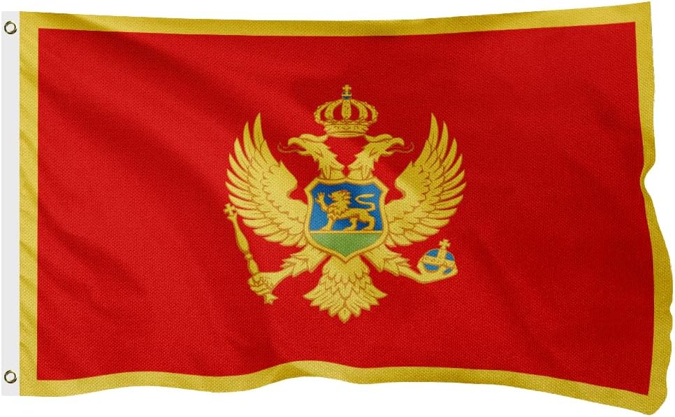 Montenegro Montenegrin Flag for Outside, 400D Heavy Duty Polyester, Double-Sided Printing, Quadruple Stitched Fly Hem, Fade Resistant, 2 Brass Grommets