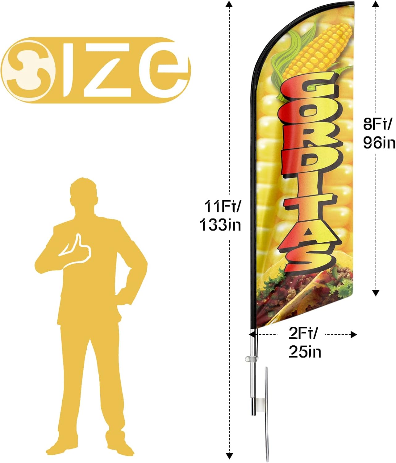 FSFLAG Gorditas Swooper Flag Feather Flag Pole Kit