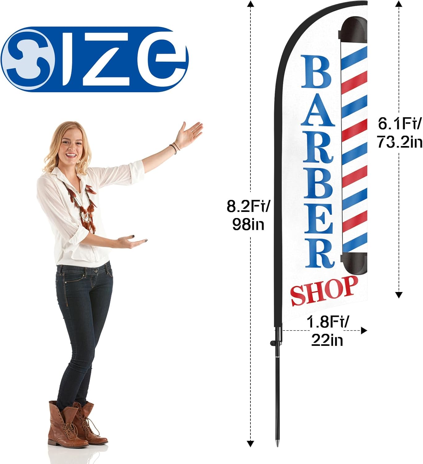 Barber Shop Flag-8Ft Swooper Feather Flag Banner Sign 2Pack