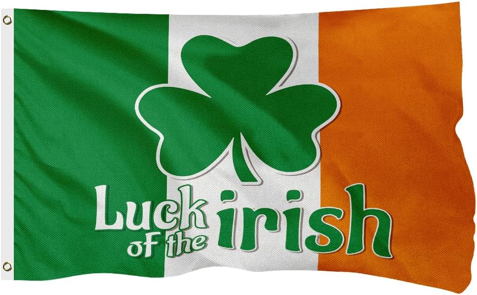 Ireland Irish Luck of the Irish Flag for Outside, 400D Heavy Duty Polyester, Double-Sided Printing, Quadruple Stitched Fly Hem, Fade Resistant, 2 Brass Grommets
