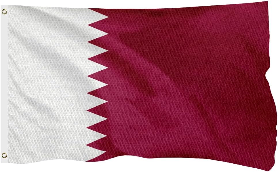 Qatar Qatari Flag for Outside, 400D Heavy Duty Polyester, Double-Sided Printing, Quadruple Stitched Fly Hem, Fade Resistant, 2 Brass Grommets