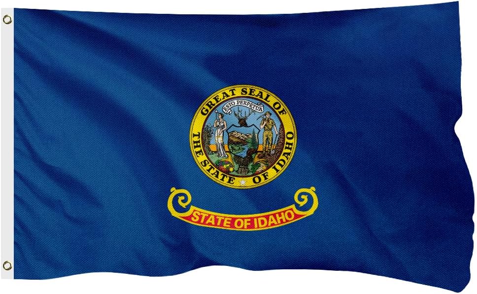 Idaho State Flag for Outside, 400D Heavy Duty Polyester, Double-Sided Printing, Quadruple Stitched Fly Hem, Fade Resistant, 2 Brass Grommets