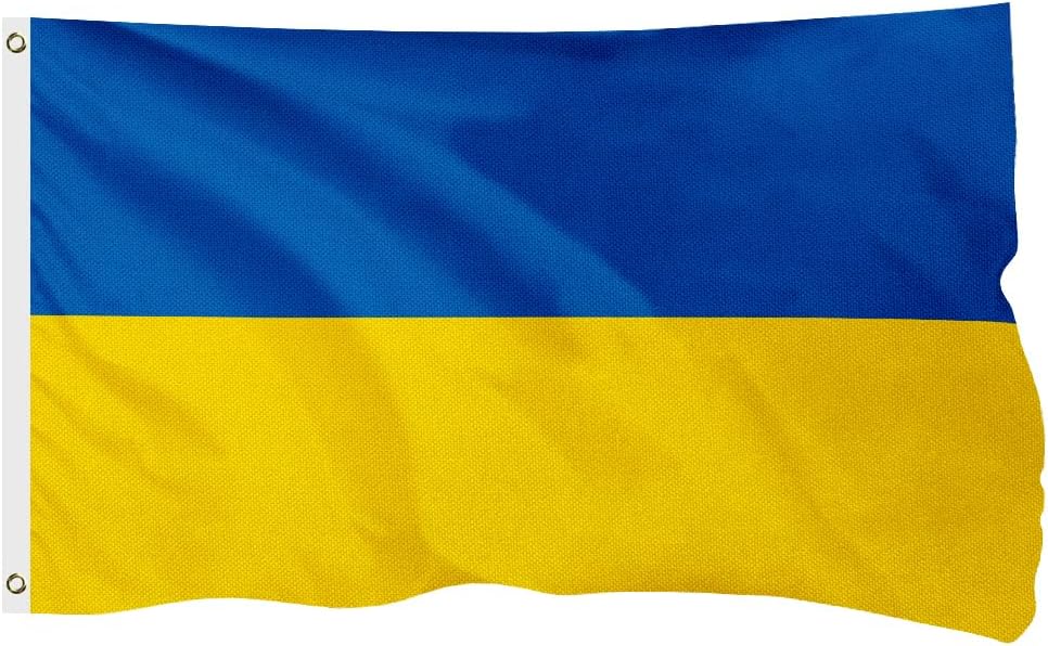Ukraine Ukrainian Flag for Outside, 400D Heavy Duty Polyester, Double-Sided Printing, Quadruple Stitched Fly Hem, Fade Resistant, 2 Brass Grommets