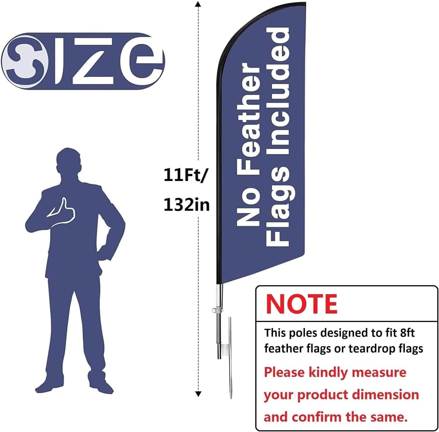 FSFLAG 11Ft Feather Flag Poles Kit-feather flag replacement pole（3.4m）