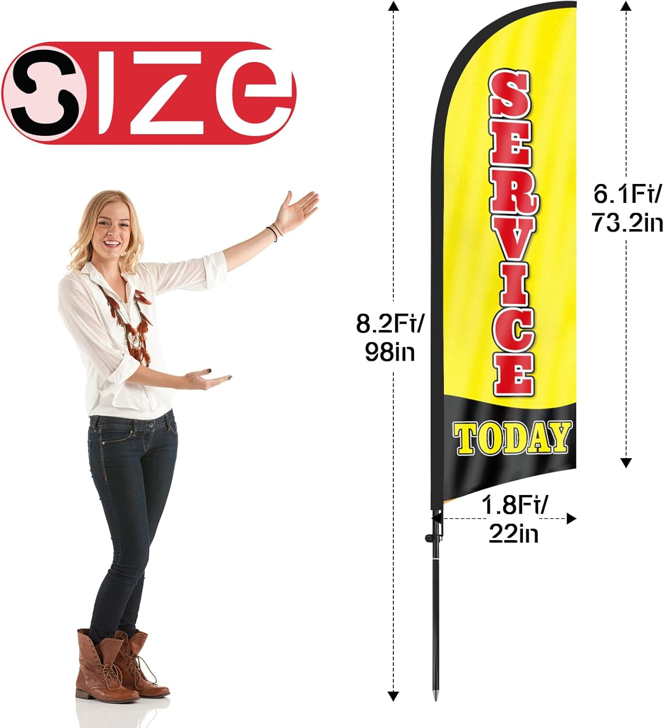 8ft Service Today Feather Flag for Service Today Business