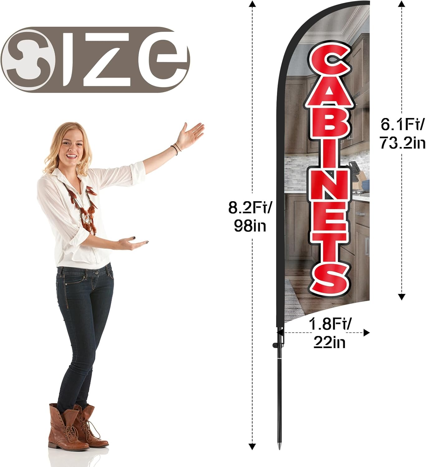 8ft Cabinets Feather Flag with Pole and Stake