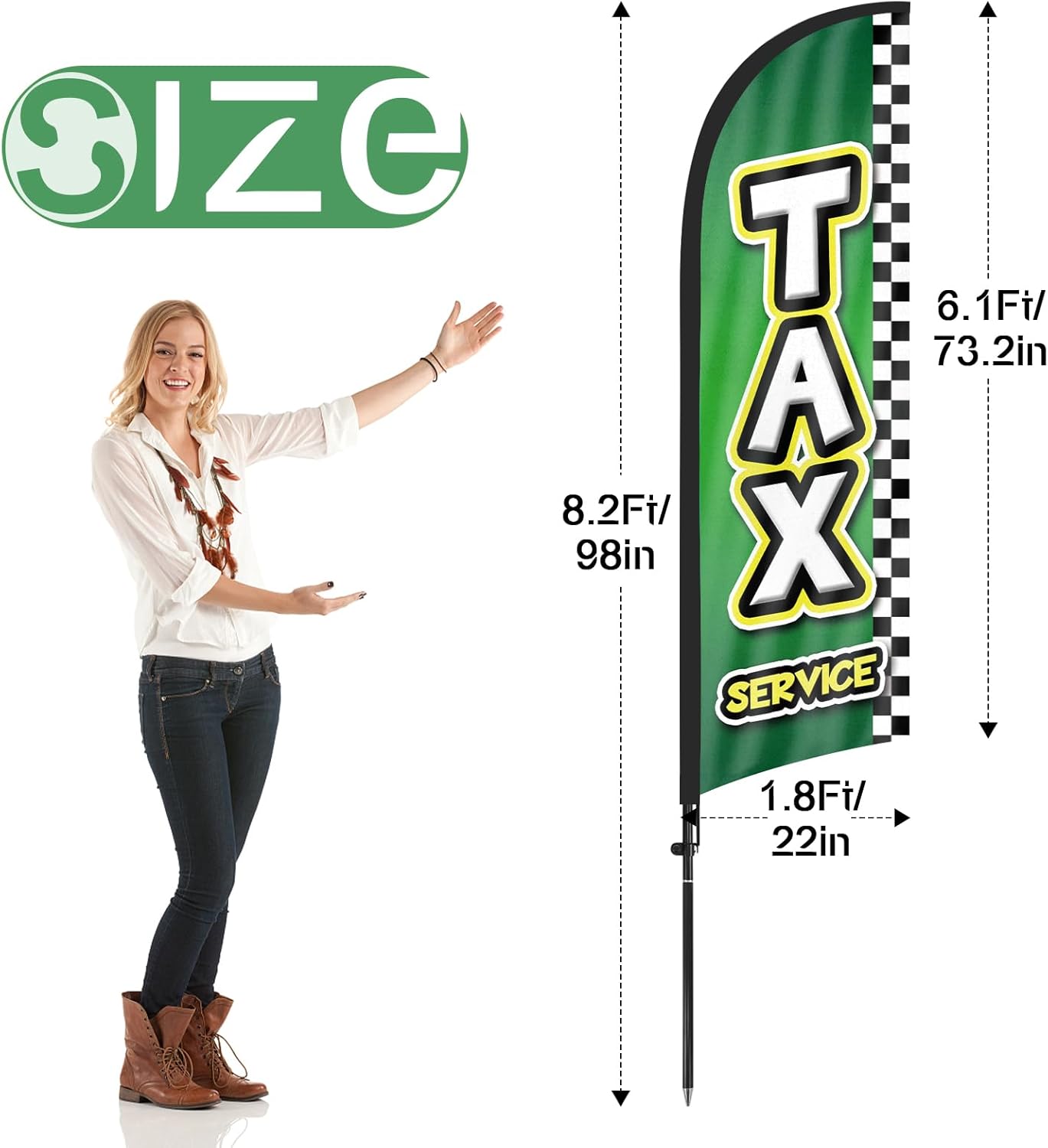 Tax Service Signs-8FT Green Tax Service Feather Flag Pole Kit