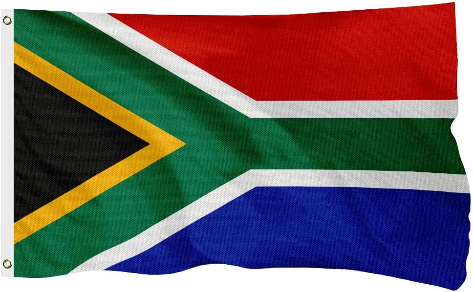 South Africa South African Flag for Outside, 400D Heavy Duty Polyester, Double-Sided Printing, Quadruple Stitched Fly Hem, Fade Resistant, 2 Brass Grommets