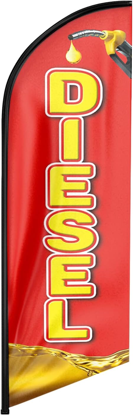 Diesel Feather Flag: Advertising Banner for Diesel Business (8ft, Red)