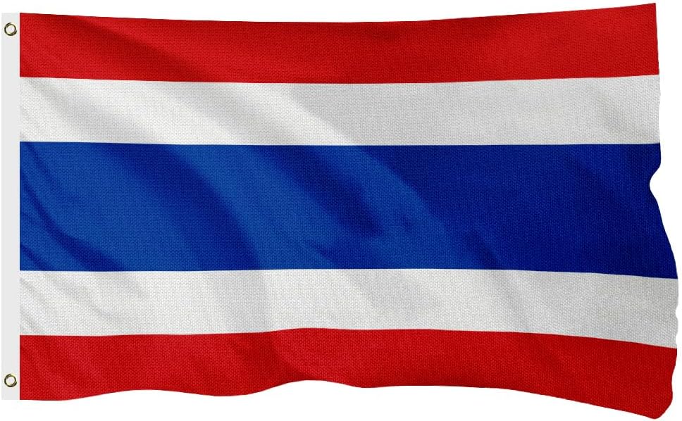 Thailand Thai Flag for Outside, 400D Heavy Duty Polyester, Double-Sided Printing, Quadruple Stitched Fly Hem, Fade Resistant, 2 Brass Grommets