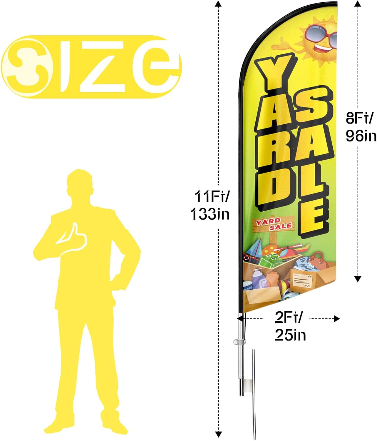 Yard Sale Signs-11ft Yard Sale Swooper Flag Feather Flag Pole Kit