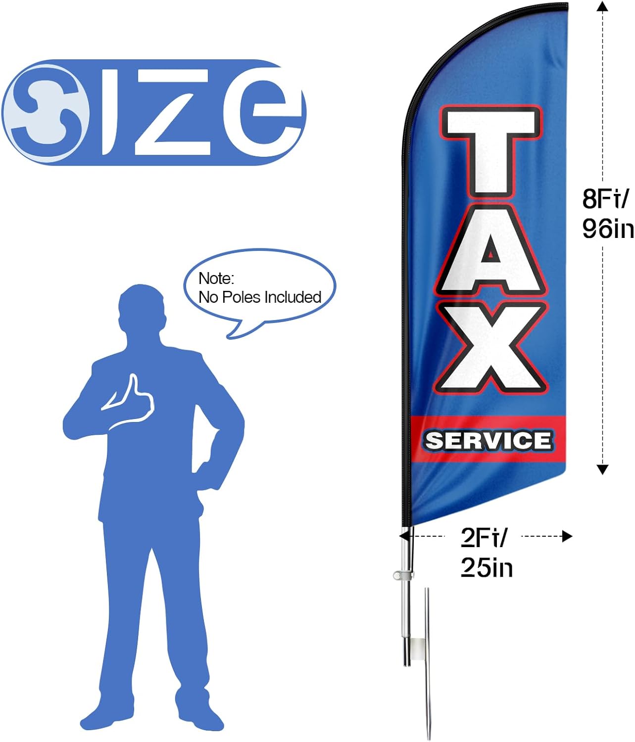8FT Blue Tax Service Advertising Swooper Flag（Flagpole Not Included）