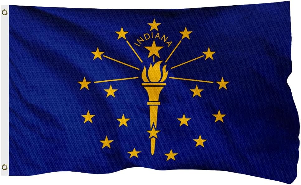 Indiana State Flag for Outside, 400D Heavy Duty Polyester, Double-Sided Printing, Quadruple Stitched Fly Hem, Fade Resistant, 2 Brass Grommets