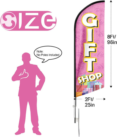 FSFLAG Gift Shop Advertising Swooper Flag Banner, 8Ft Gift Shop Feather Flag, Advertising Feather Banner Sign for Gift Shop Business