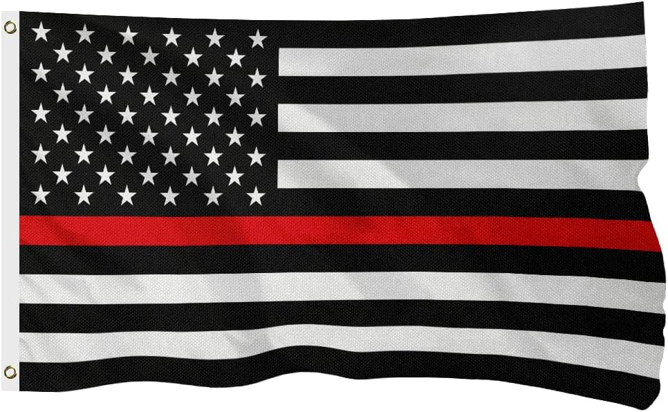 Thin Red Line American Flag for Outside, 400D Heavy Duty Polyester, Double-Sided Printing, Quadruple Stitched Fly Hem, Fade Resistant, 2 Brass Grommets