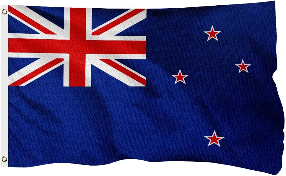 New Zealand Kiwi Flag for Outside, 400D Heavy Duty Polyester, Double-Sided Printing, Quadruple Stitched Fly Hem, Fade Resistant, 2 Brass Grommets