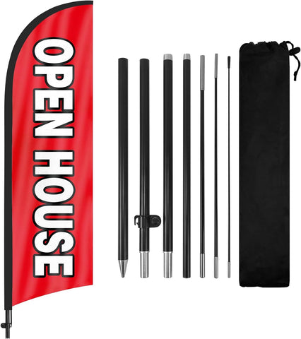 Open House Signs-FSFLAG Red Swooper Feather Flag Pole Kit
