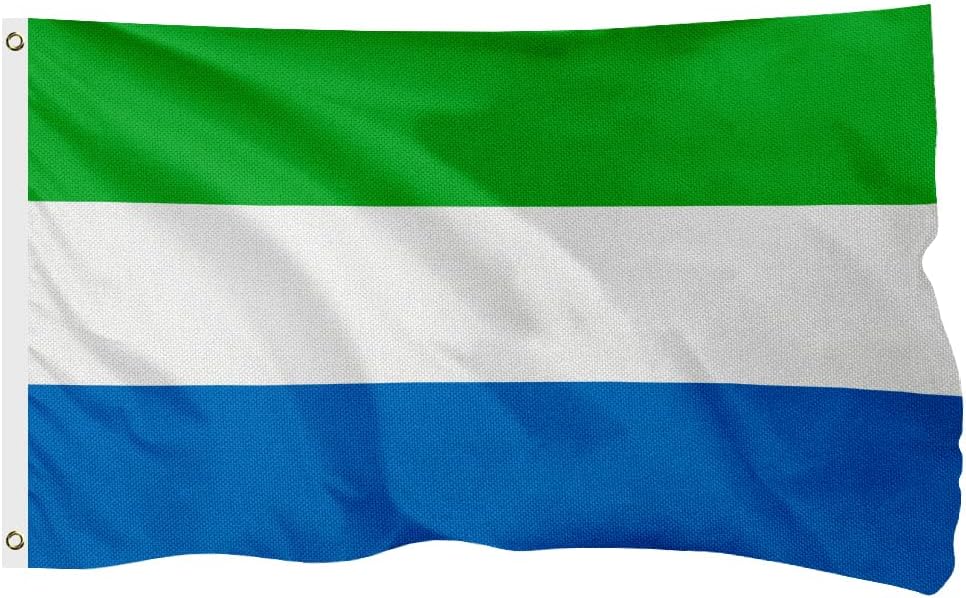 Sierra Leone Sierra Leonean Flag for Outside, 400D Heavy Duty Polyester, Double-Sided Printing, Quadruple Stitched Fly Hem, Fade Resistant, 2 Brass Grommets
