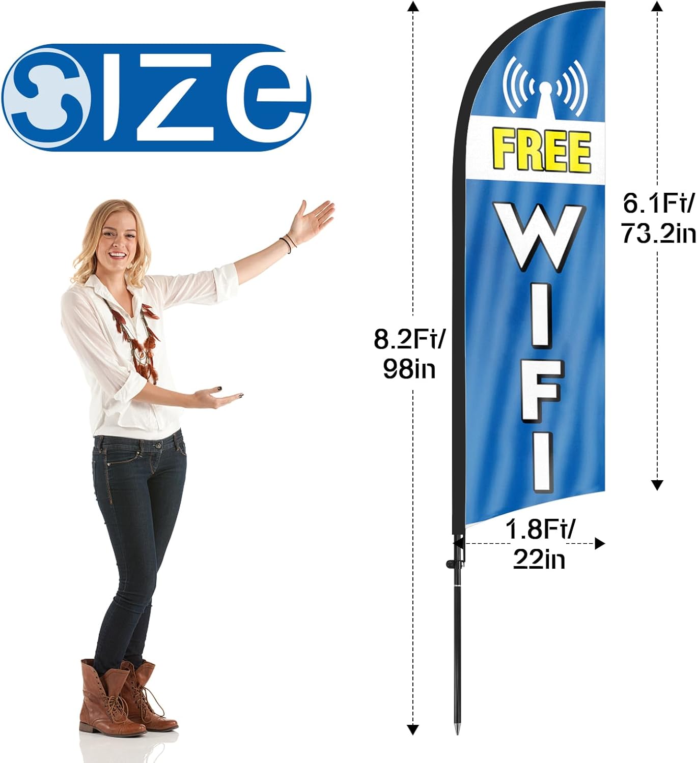 Free Wifi Sign-8ft Free WiFi Feather Flag for Free WiFi Business