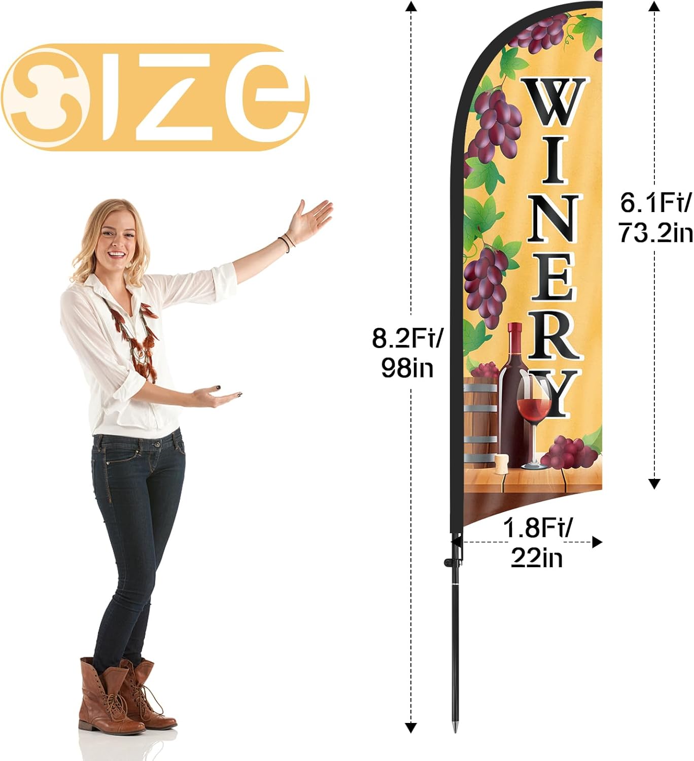 8ft Winery Feather Flag with Pole and Stake