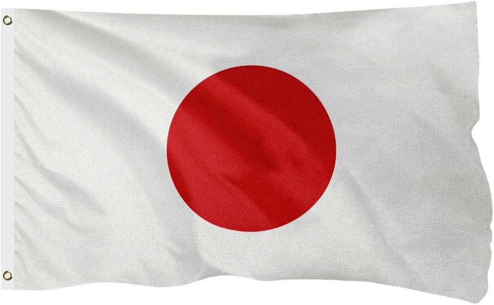 Japan Japanese Flag for Outside, 400D Heavy Duty Polyester, Double-Sided Printing, Quadruple Stitched Fly Hem, Fade Resistant, 2 Brass Grommets