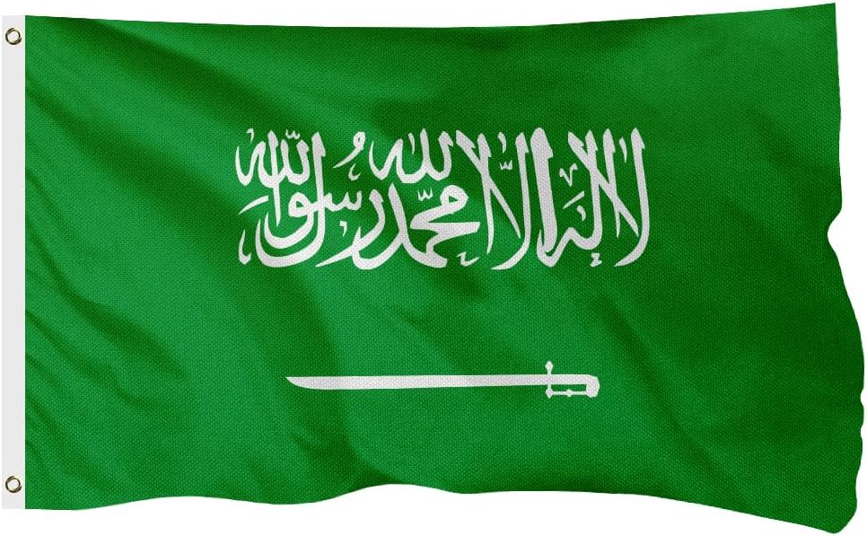 Saudi Arabia Saudi Arabian Flag for Outside, 400D Heavy Duty Polyester, Double-Sided Printing, Quadruple Stitched Fly Hem, Fade Resistant, 2 Brass Grommets