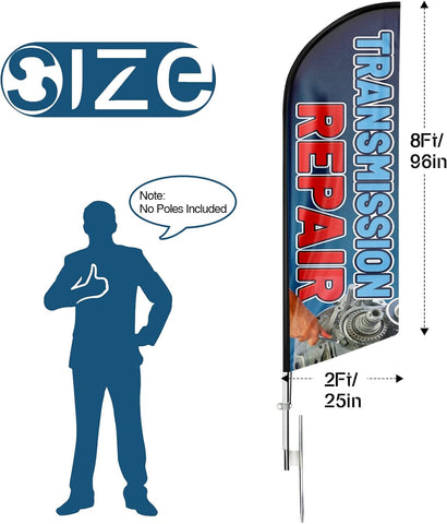 Transmission Repair Feather Flag: Advertising Banner for Transmission Repair Business (8ft)