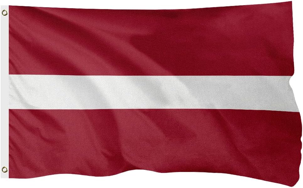 Latvia Latvian Flag for Outside, 400D Heavy Duty Polyester, Double-Sided Printing, Quadruple Stitched Fly Hem, Fade Resistant, 2 Brass Grommets