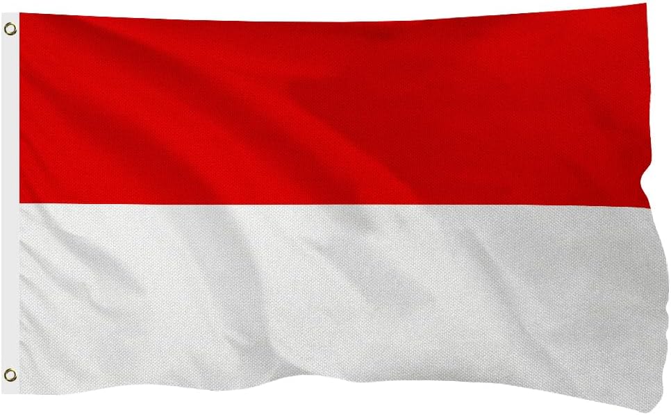 Indonesia Indonesian Flag for Outside, 400D Heavy Duty Polyester, Double-Sided Printing, Quadruple Stitched Fly Hem, Fade Resistant, 2 Brass Grommets