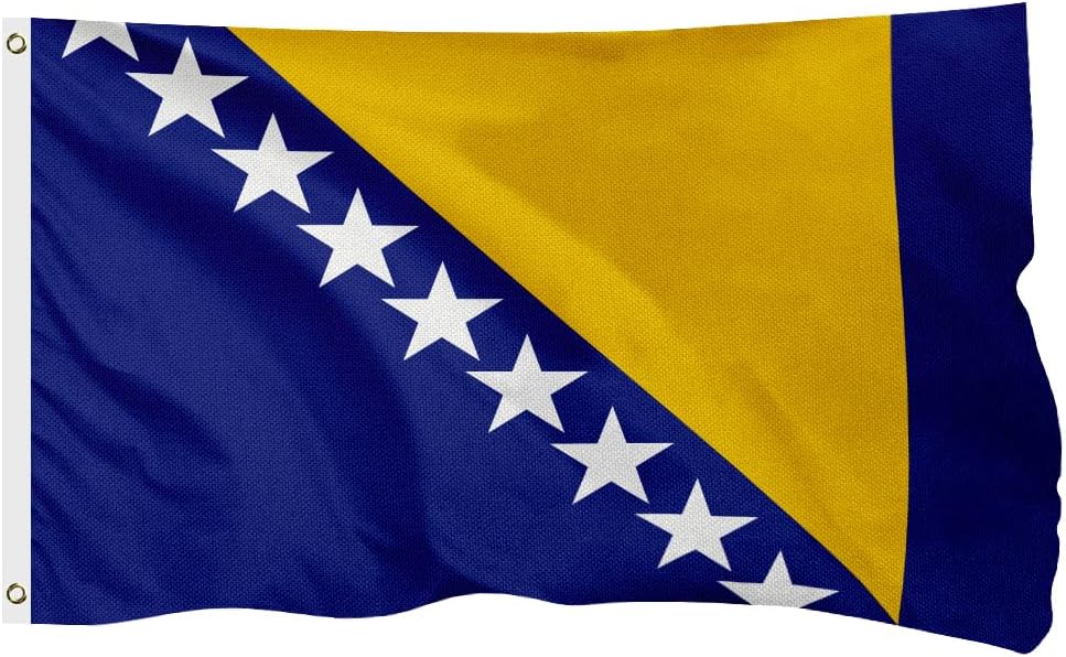 Bosnia and Herzegovina Flag for Outside, 400D Heavy Duty Polyester, Double-Sided Printing, Quadruple Stitched Fly Hem, Fade Resistant, 2 Brass Grommets