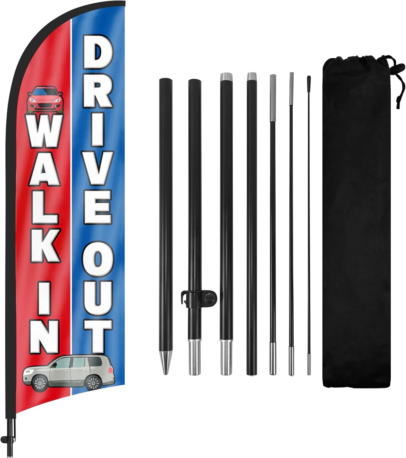 8ft Walk Ins Drive Out Feather Flag with Pole Kit