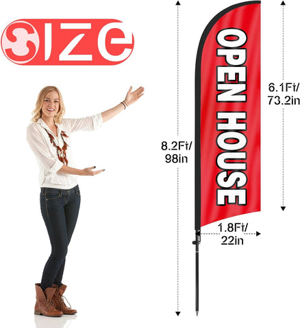 Open House Signs-FSFLAG Red Swooper Feather Flag Pole Kit
