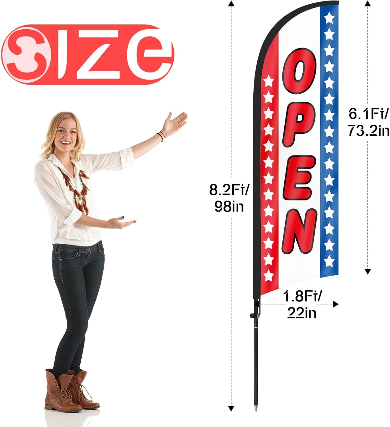 8FT Open Signs Swooper Flag for Outside Businesses 2Pack