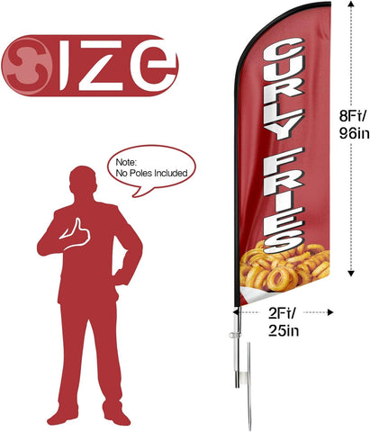 8ft Curly Fries Feather Flag - Advertise Your Curly Fries Business!