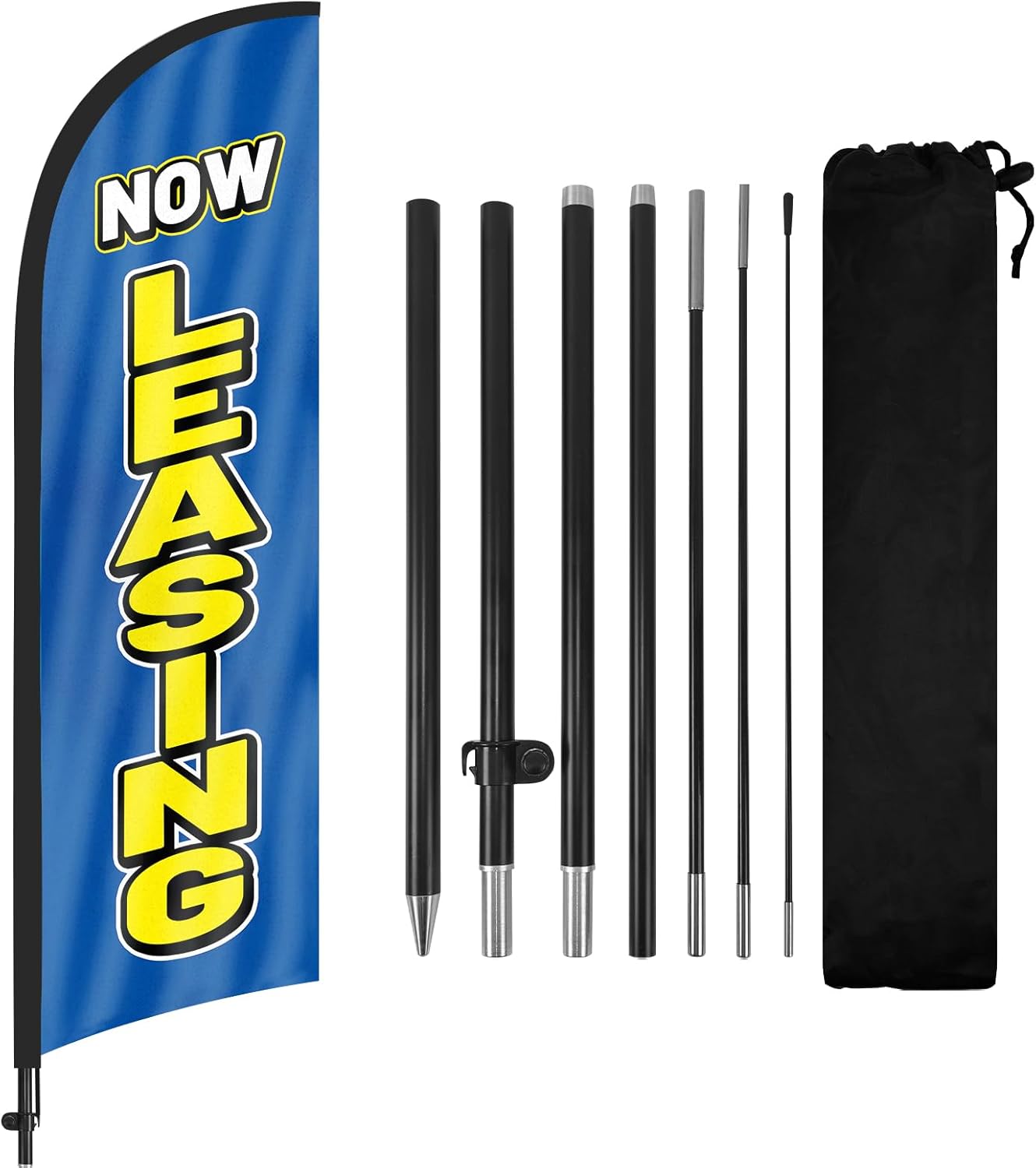 FSFLAG Blue Now Leasing Swooper Feather Flag Pole Kit