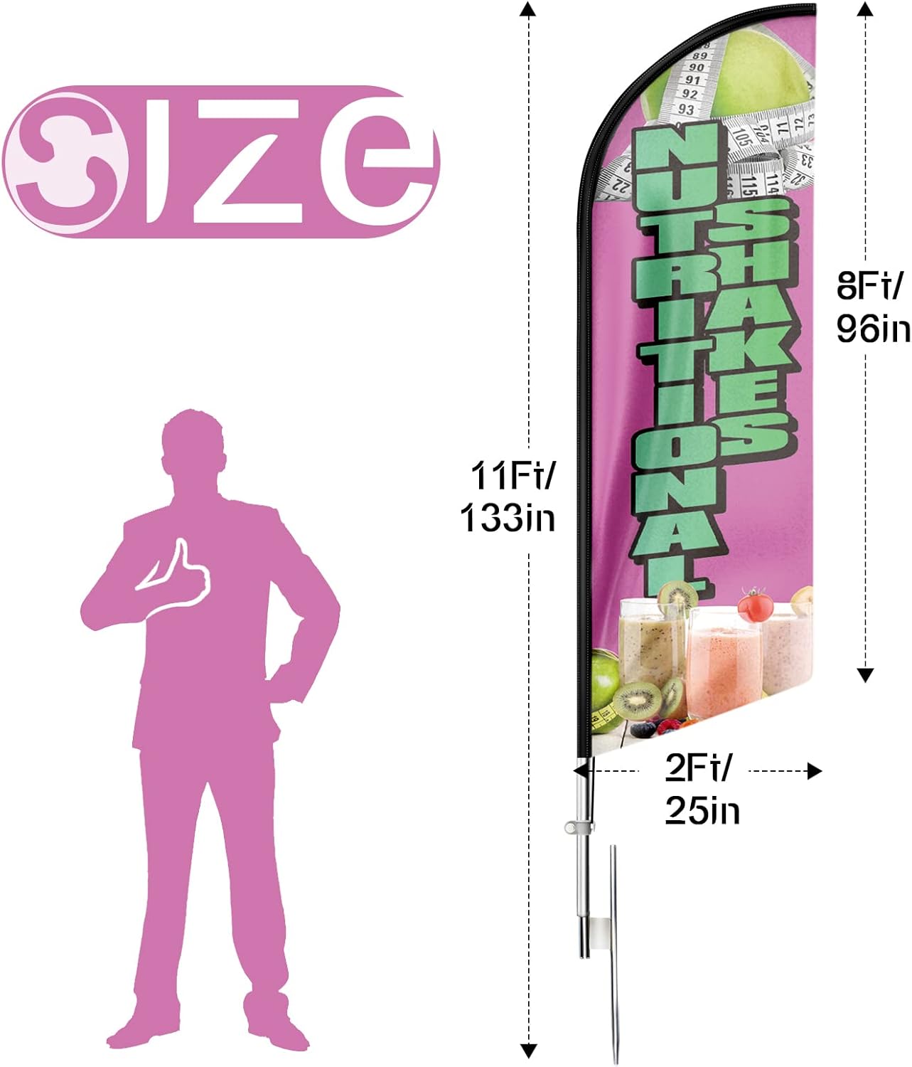 Shake Sign-11ft Nutritional Shakes Swooper Flag Feather Flag Pole Kit