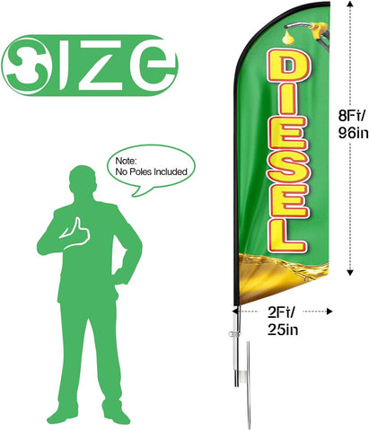 Diesel Feather Flag: Advertising Banner for Diesel Business (8ft, Green)