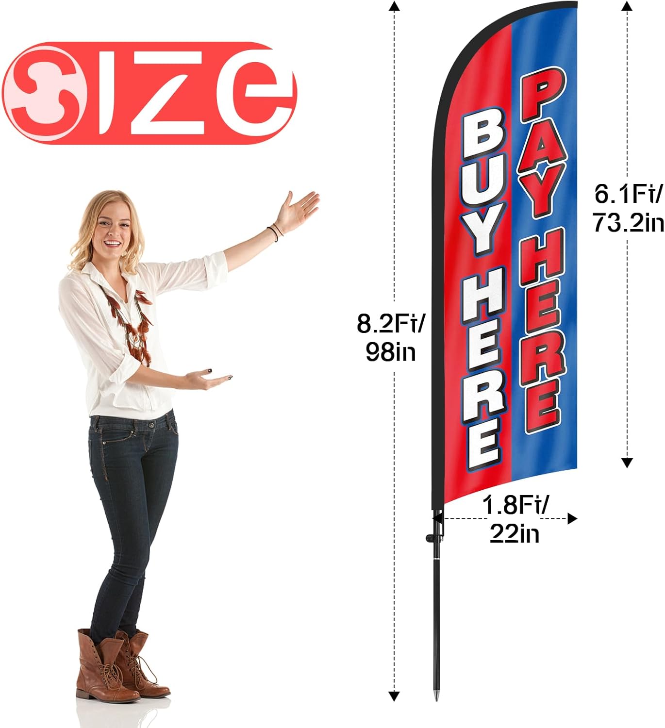 8ft Buy Here Pay Here Feather Flag Pole Kit