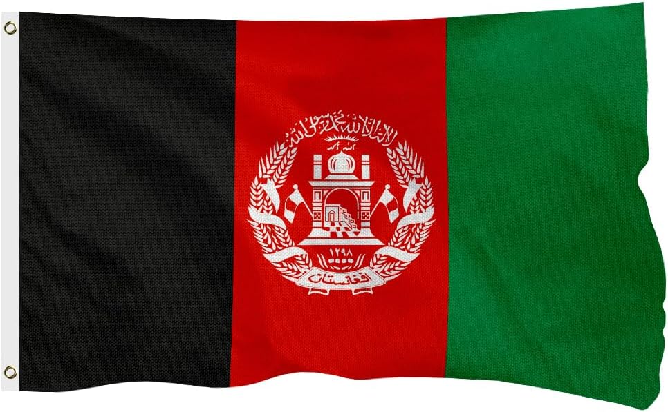 Afghanistan Afghan Flag for Outside, 400D Heavy Duty Polyester, Double-Sided Printing, Quadruple Stitched Fly Hem, Fade Resistant, 2 Brass Grommets