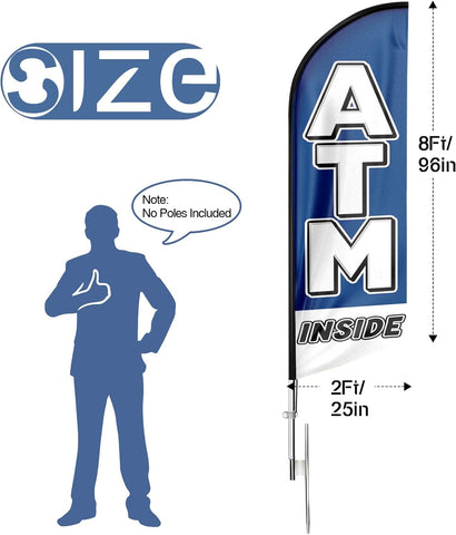 ATM Feather Flag: Advertising Banner for ATM Business (8ft)