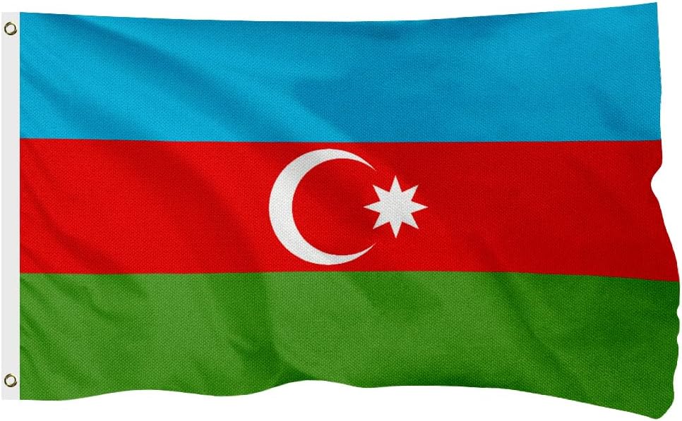 Azerbaijan Azerbaijanis Azeris Flag for Outside, 400D Heavy Duty Polyester, Double-Sided Printing, Quadruple Stitched Fly Hem, Fade Resistant, 2 Brass Grommets