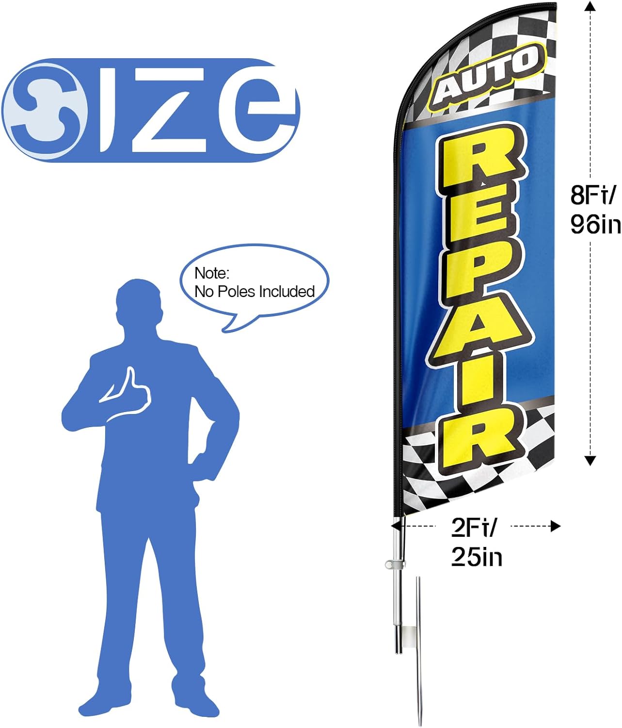 Auto Repair Signs-8ft Blue Auto Repair Feather Flag（Flagpole Not Included）