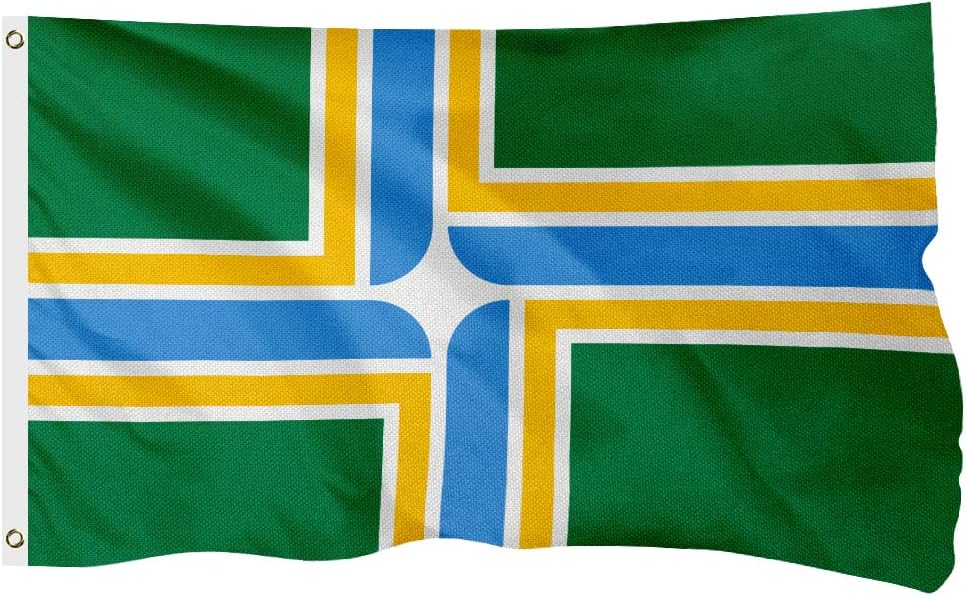 Portland City Flag for Outside, 400D Heavy Duty Polyester, Double-Sided Printing, Quadruple Stitched Fly Hem, Fade Resistant, 2 Brass Grommets