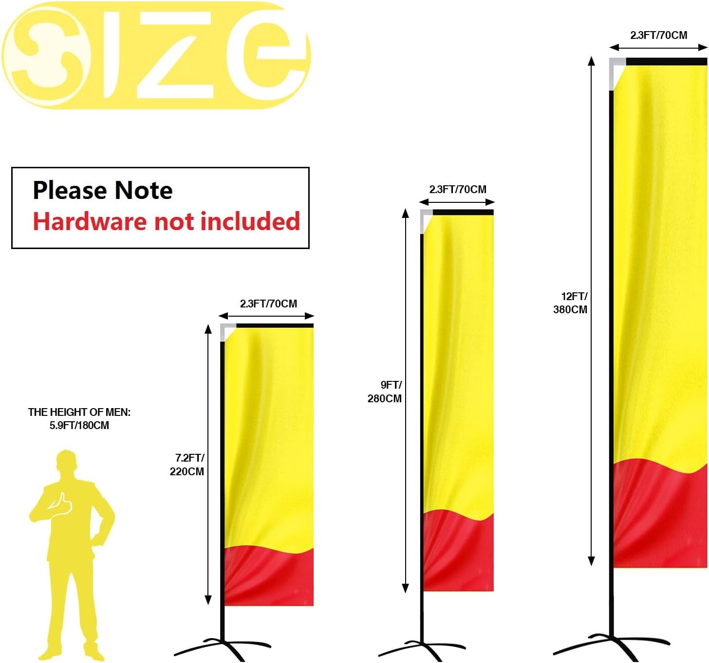 Custom Rectangle Swooper Flag-2.3x9FT, Single-Sided（Flagpole Not Included）